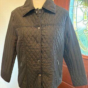 Women's Puff Lightweight Jacket Jane Ashley Brand Size Medium Black Snap Closure